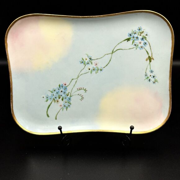 Antique French Limoges Hand Painted Vanity Tray Signed Authentic Limoges - Picture 4 of 10
